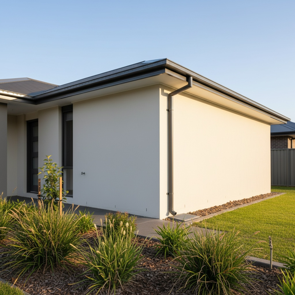 Modern gutter and downpipe system with proper water drainage