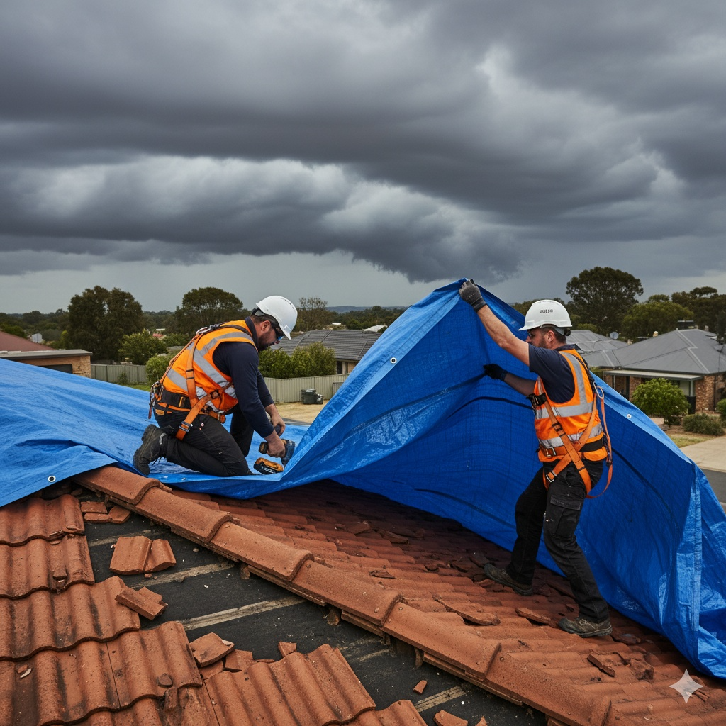 Emergency roofing team responding to storm damage in Barossa Valley
